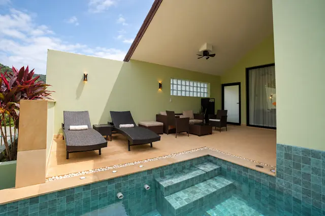Modern terrace with pool and patio